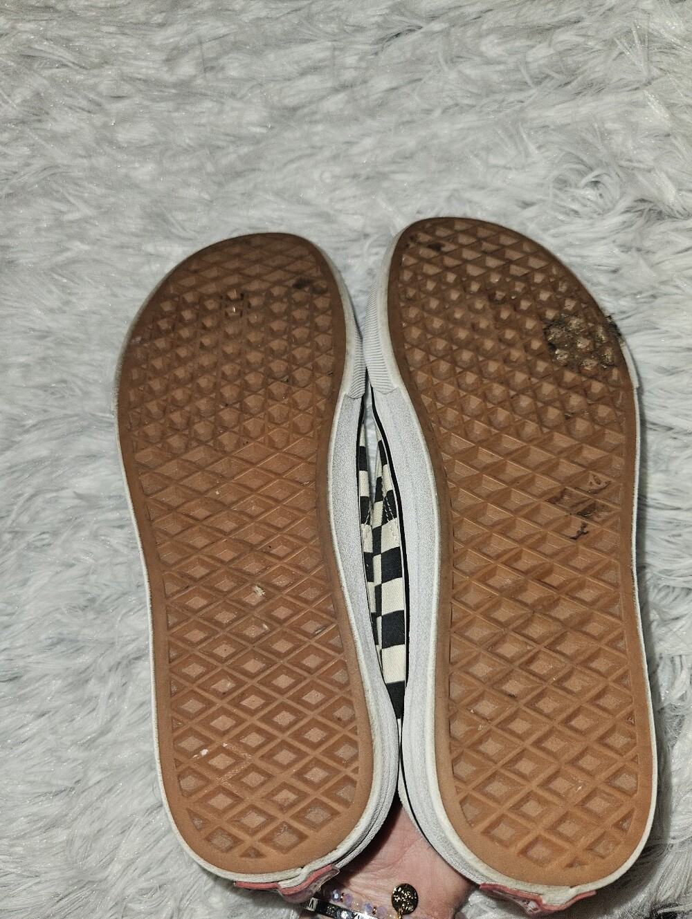 Vans Old Skool Checkerboard Sneakers Women's Size 8 Black White Suede Canvas - Picture 6 of 7